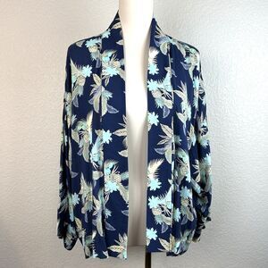 Gap Women's Floral Kimono Cardigan Navy Open Front Lightweight Boho Size XL
